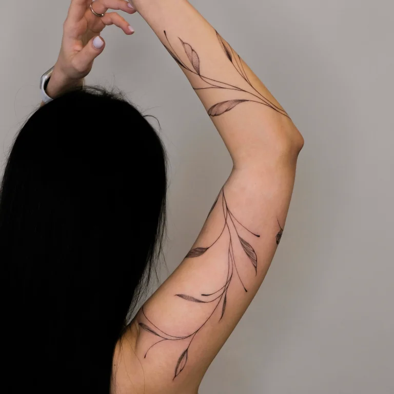 Sleeve tattoos are a delightful journey of art, wrapping your arm in a continuous flow of delicate, fine-lined beauty.